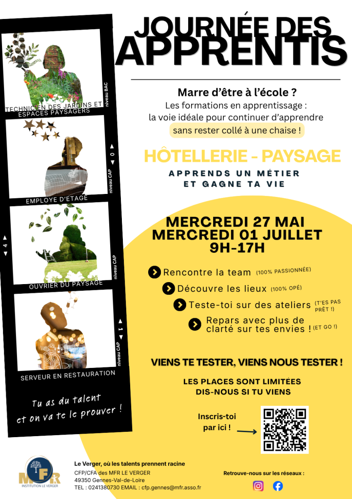 Journée des apprentis, formation en apprentissage, CFA Le Verger, 49, Gennes-Val-de-Loire.